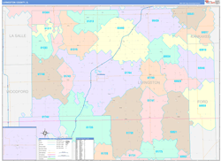 Livingston County, IL Wall Map Color Cast Style 2024
