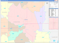 Livingston County, MO Wall Map Color Cast Style 2024