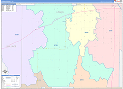 Logan County, KS Wall Map Color Cast Style 2026