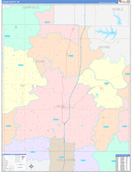 Logan County, OK Wall Map Color Cast Style 2024