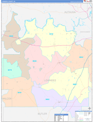Lowndes County, AL Wall Map Color Cast Style 2024