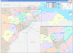 Lucas County, OH Wall Map Color Cast Style 2024