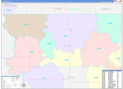 Lyon County, IA Wall Map Color Cast Style 2024