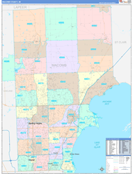 Macomb County, MI Wall Map Color Cast Style 2024