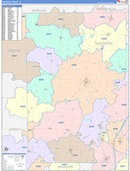 Macoupin County, IL Wall Map Color Cast Style 2026