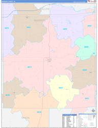 Madison County, IA Wall Map Color Cast Style 2024
