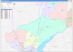 Madison County, MS Wall Map Color Cast Style 2024