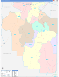 Madison County, MT Wall Map Color Cast Style 2024