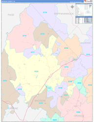Madison County, VA Wall Map Color Cast Style 2024