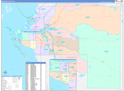 Manatee County, FL Wall Map Color Cast Style 2024