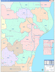 Manitowoc County, WI Wall Map Color Cast Style 2026