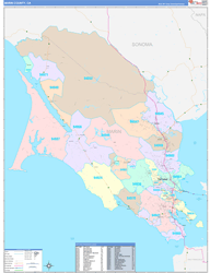 Marin County, CA Wall Map Color Cast Style 2024
