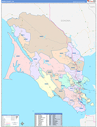 Marin County, CA Wall Map Color Cast Style 2026