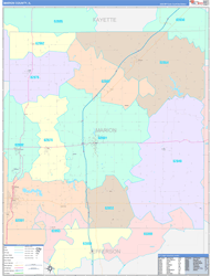 Marion County, IL Wall Map Color Cast Style 2024