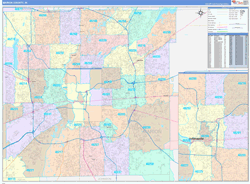 Marion County, IN Wall Map Color Cast Style 2024