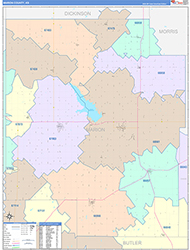Marion County, KS Wall Map Color Cast Style 2026