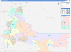 Marion County, OR Wall Map Color Cast Style 2024