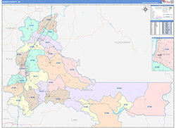 Marion County, OR Wall Map Color Cast Style 2026