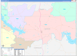 Marion County, TX Wall Map Color Cast Style 2023