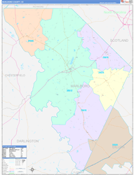 Marlboro County, SC Wall Map Color Cast Style 2024