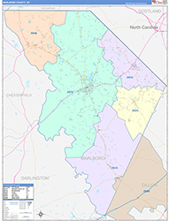Marlboro County, SC Wall Map Color Cast Style 2026