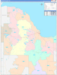 Marquette County, MI Wall Map Color Cast Style 2024
