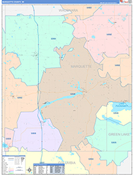 Marquette County, WI Wall Map Color Cast Style 2026