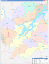 Marshall County, AL Wall Map Color Cast Style 2024