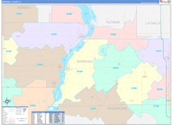 Marshall County, IL Wall Map Color Cast Style 2024