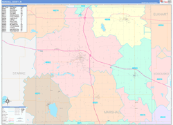 Marshall County, IN Wall Map Color Cast Style 2024