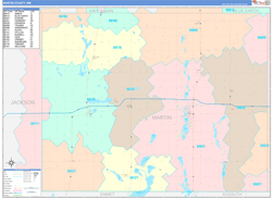 Martin County, MN Wall Map Color Cast Style 2024
