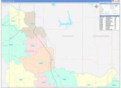 McClain County, OK Wall Map Color Cast Style 2024