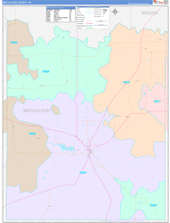 McCulloch County, TX Wall Map Color Cast Style 2024