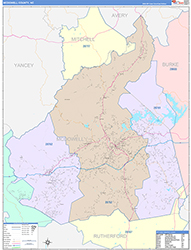 McDowell County, NC Wall Map Color Cast Style 2026