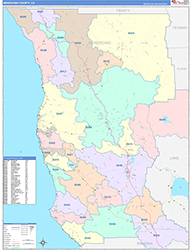 Mendocino County, CA Wall Map Color Cast Style 2026