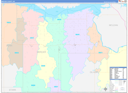 Mercer County, ND Wall Map Color Cast Style 2023