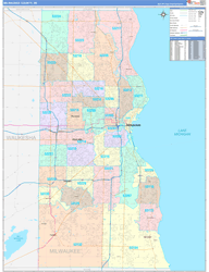 Milwaukee County, WI Zip Code Maps (Color Cast Style)