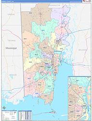 Mobile County, AL Wall Map Color Cast Style 2026