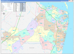 Monmouth County, NJ Wall Map Color Cast Style 2024