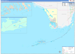 Monroe County, FL Wall Map Color Cast Style 2023