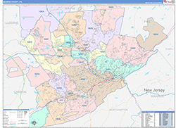 Monroe County, PA Wall Map Color Cast Style 2026