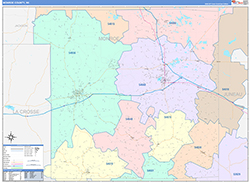 Monroe County, WI Wall Map Color Cast Style 2026
