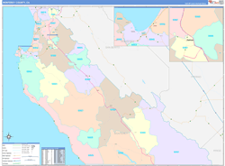 Monterey County, CA Wall Map Color Cast Style 2024