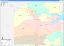 Montgomery County, AR Wall Map Color Cast Style 2024