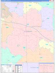 Montgomery County, IN Wall Map Color Cast Style 2024