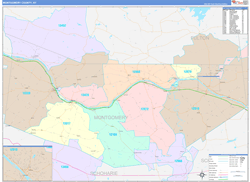 Montgomery County, NY Wall Map Color Cast Style 2024