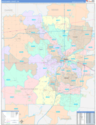 Montgomery County, OH Wall Map Color Cast Style 2024