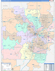 Montgomery County, OH Wall Map Color Cast Style 2026