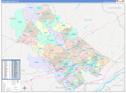Montgomery County, PA Wall Map Color Cast Style 2024
