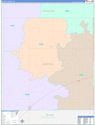 Morton County, KS Wall Map Color Cast Style 2024